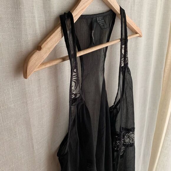 Vintage O’Neill Black Sheer Lace Tank Top Y2K Boho Festival Layering Piece - Picture 10 of 16